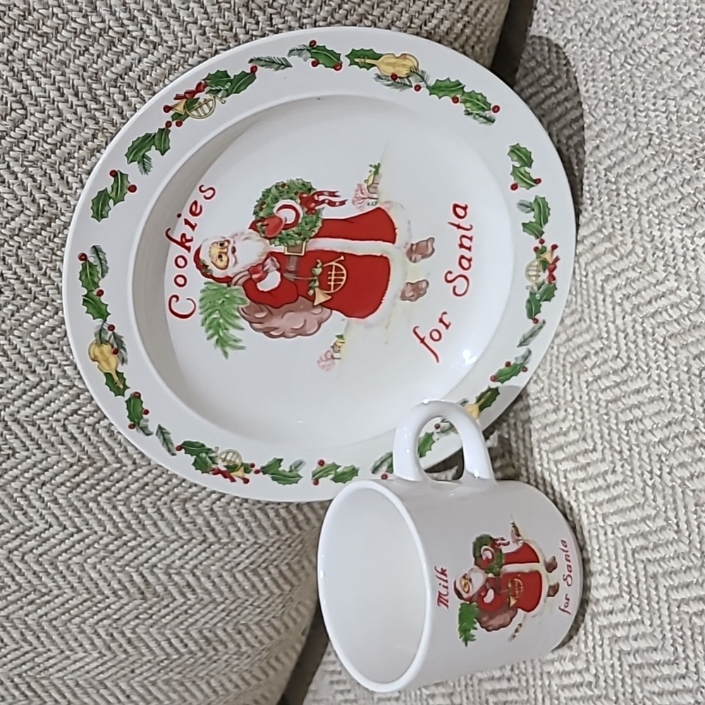 Vintage cookies for Santa plate and cup set.